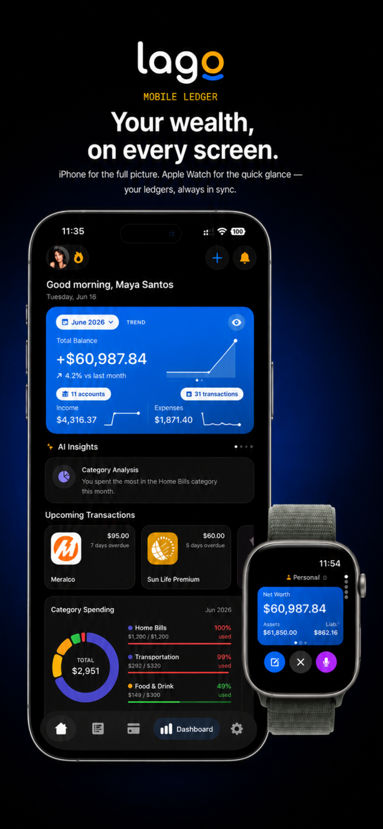 The Lago dashboard on iPhone