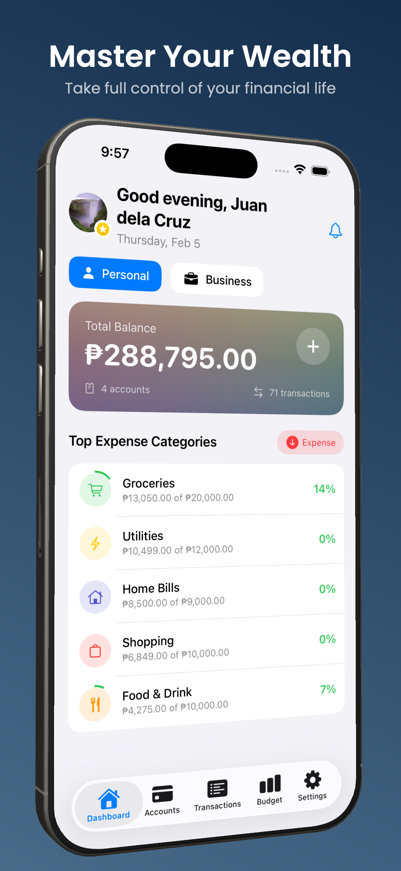 Mobile Ledger App Interface